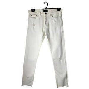 The Kooples Jeans Women 30 White Distressed‎ Denim Fitted Tapered Designer